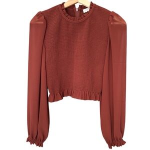 ARITZIA Wilfred Long Sleeve Tempest Blouse, Maroon, Size Small